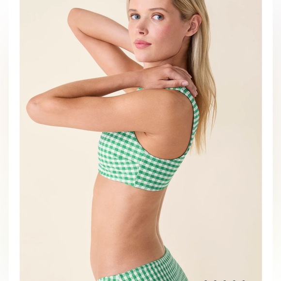 Andie NWT Delray Green Gingham Bikini Top 90’s The High Rise Bikini Bottoms Sz L - Picture 12 of 16
